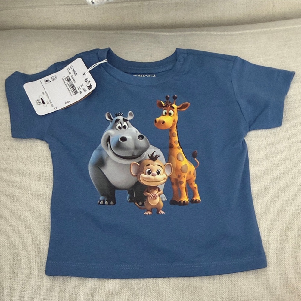 6M safari print blue tshirt
